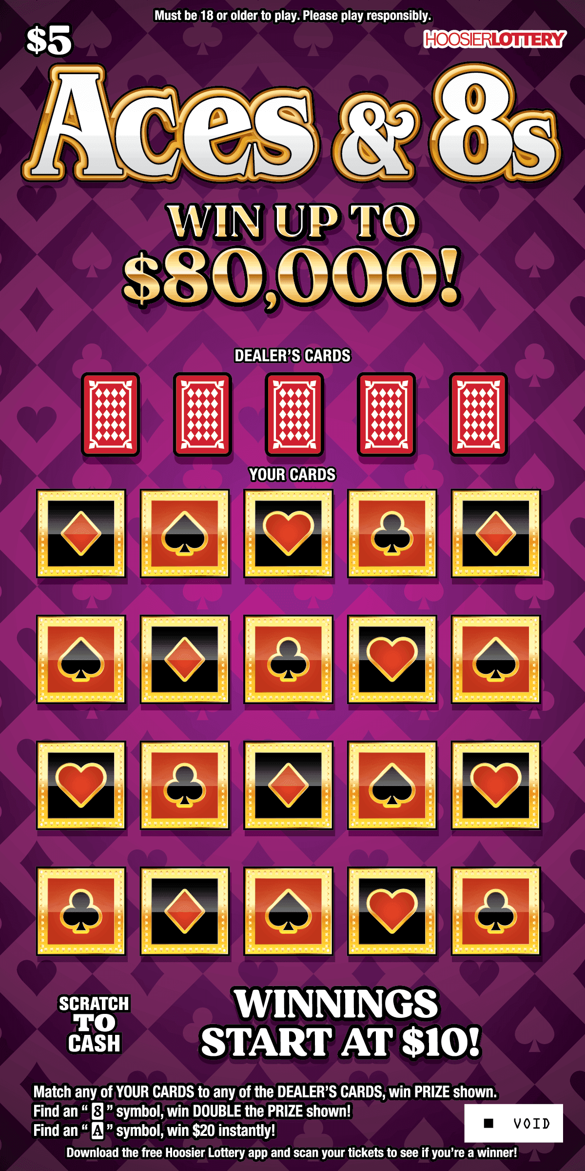 ACES & 8S scratch-off ticket