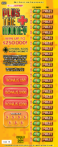 PLUS THE MONEY scratch-off ticket