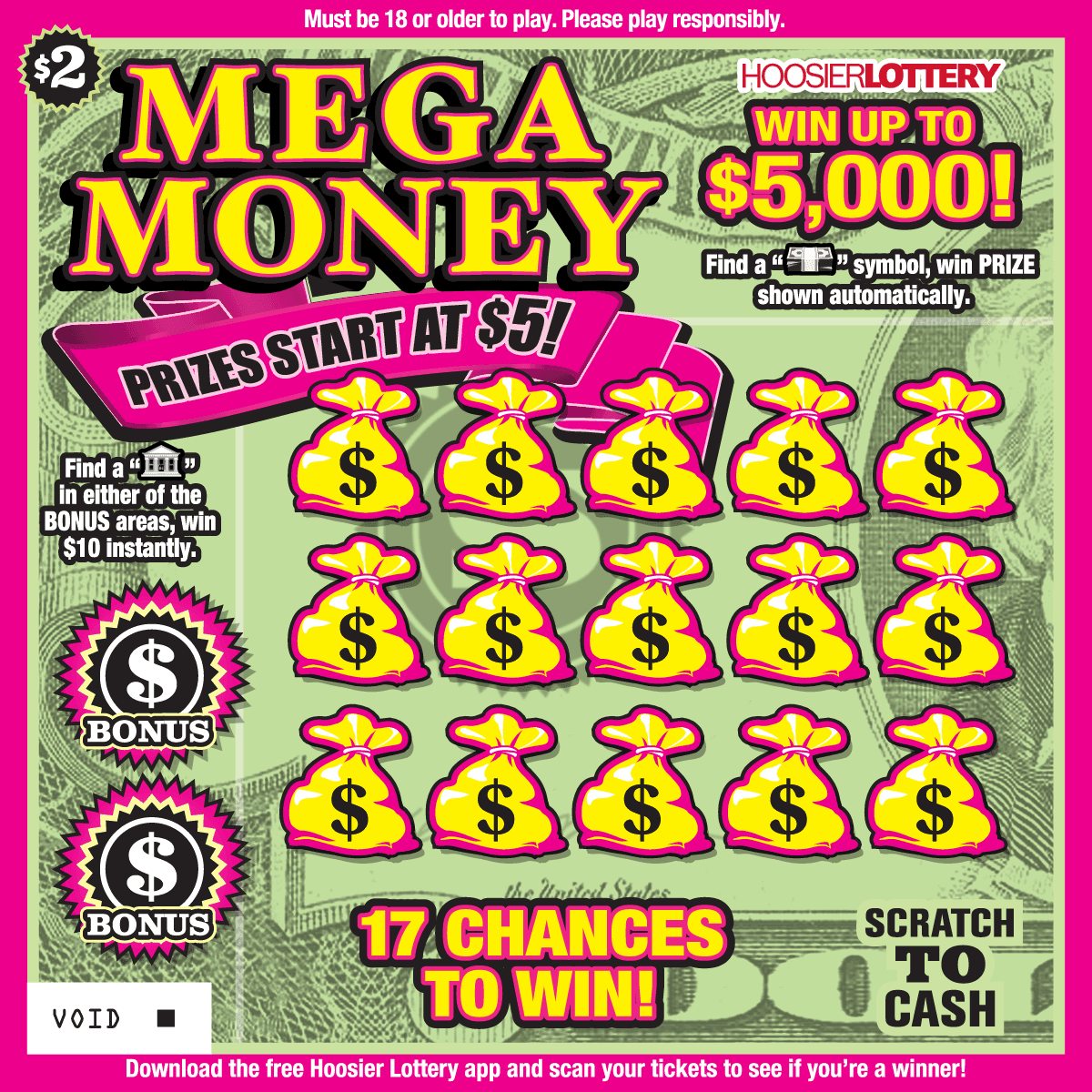 MEGA MONEY scratch-off ticket
