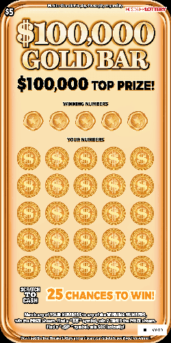$100,000 GOLD BAR scratch-off ticket