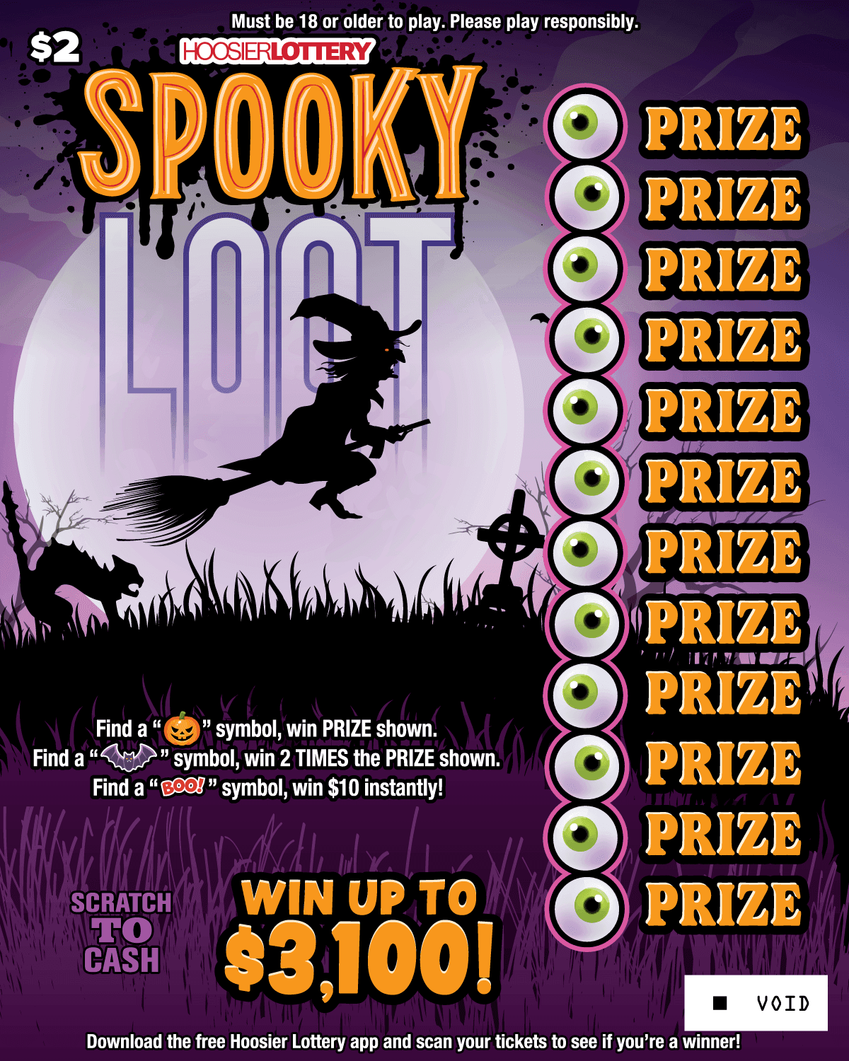 SPOOKY LOOT scratch-off ticket