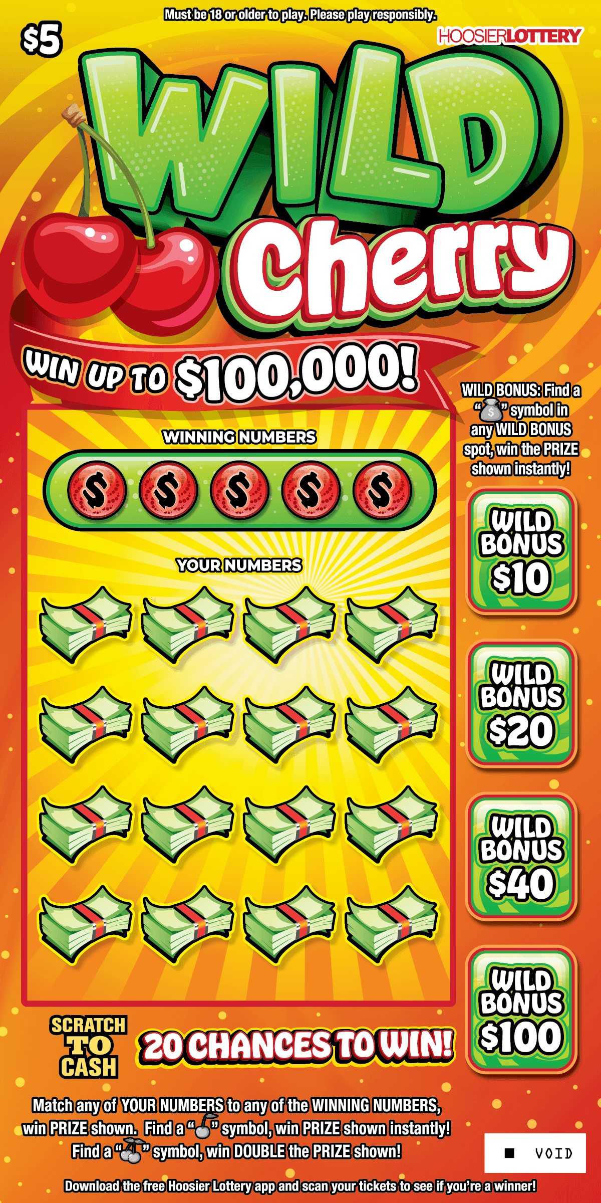 WILD CHERRY scratch-off ticket