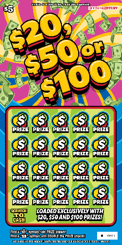 $20, $50 or $100 scratch-off ticket