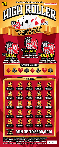 HIGH ROLLER scratch-off ticket