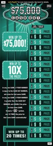 $75,000 CASHOUT scratch-off ticket