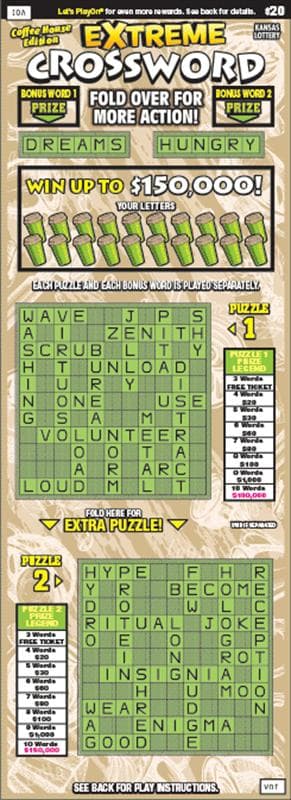 EXTREME CROSSWORD scratch-off ticket