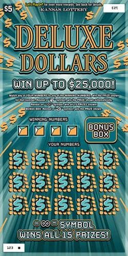 DELUXE DOLLARS scratch-off ticket