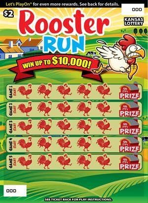 ROOSTER RUN scratch-off ticket