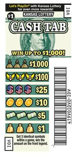CASH TAB scratch-off ticket
