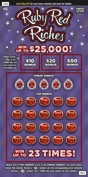 Ruby Red Riches scratch-off ticket
