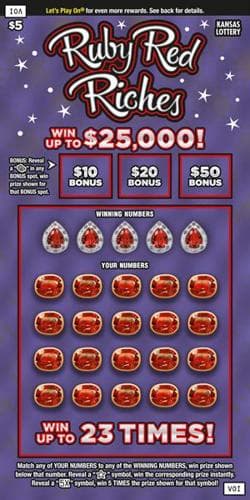 Ruby Red Riches scratch-off ticket