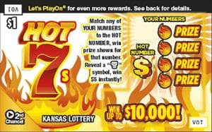 HOT 7S scratch-off ticket