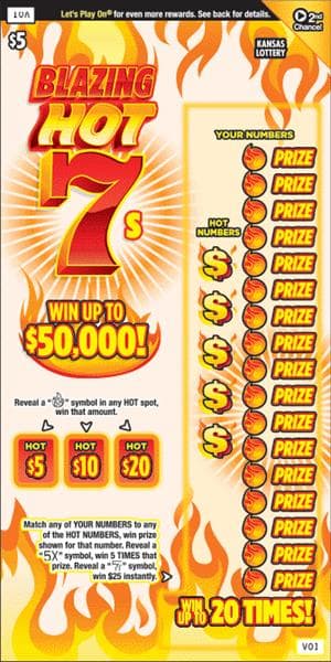 BLAZING HOT 7S scratch-off ticket