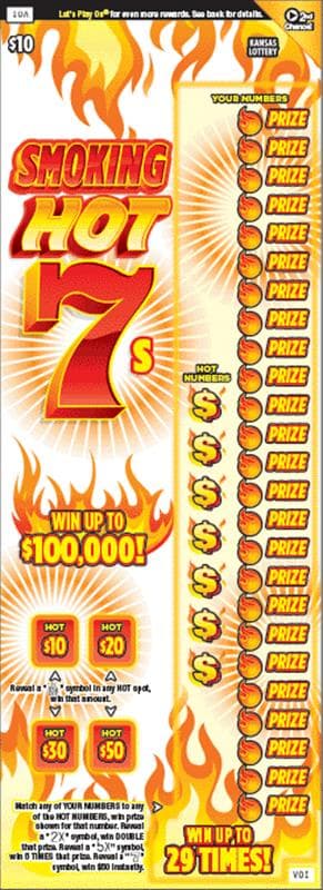 SMOKING HOT 7S scratch-off ticket
