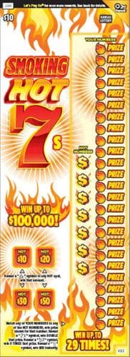 SMOKING HOT 7S scratch-off ticket