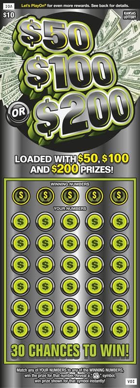 $50, $100 OR $200 scratch-off ticket