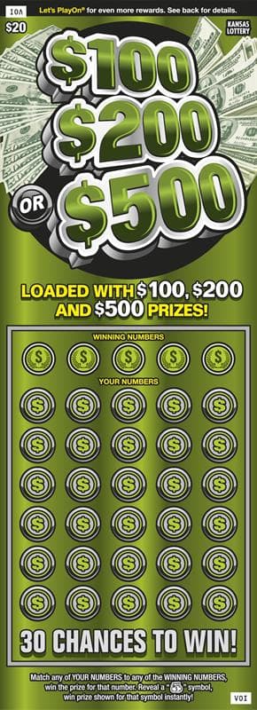 $100, $200 OR $500! scratch-off ticket