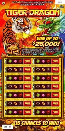 TIGER AND DRAGON scratch-off ticket