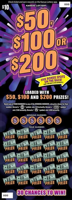 $50, $100 Or $200 scratch-off ticket