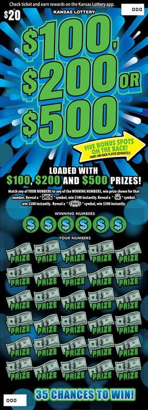$100, $200 OR $500 scratch-off ticket