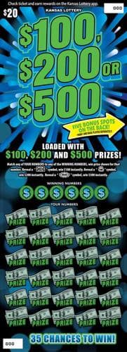 $100, $200 OR $500 scratch-off ticket