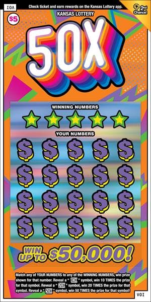 50X scratch-off ticket