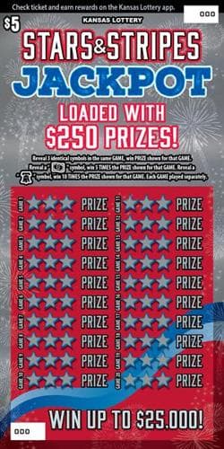Stars & Stripes Jackpot scratch-off ticket