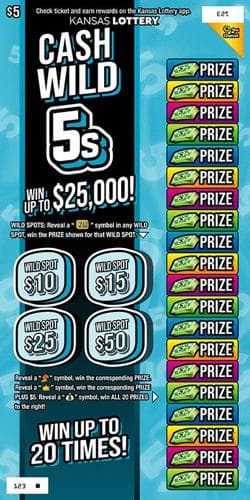 Cash Wild 5s scratch-off ticket