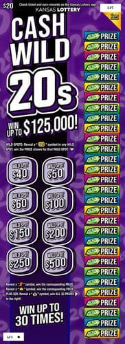 Cash Wild 20s scratch-off ticket