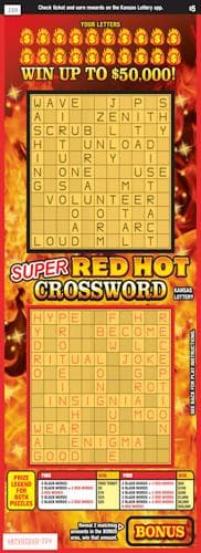 Super Red Hot Crossword scratch-off ticket