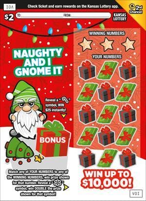 Naughty and I Gnome It scratch-off ticket