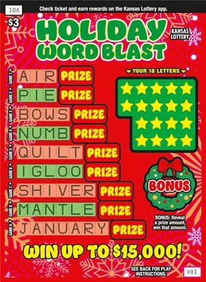 Word Blast Series scratch-off ticket