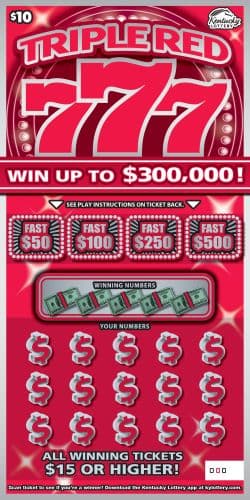 Triple Red 777 scratch-off ticket
