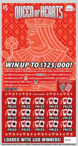 Queen of Hearts scratch-off ticket
