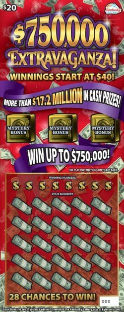 $750,000 Extravaganza scratch-off ticket