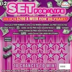 $2 Set For Life scratch-off ticket