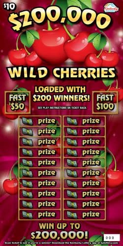 $200,000 Wild Cherries scratch-off ticket
