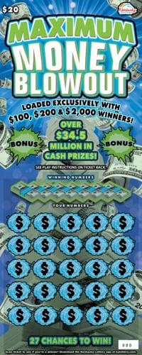 Maximum Money Blowout scratch-off ticket