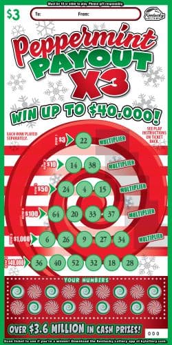 Peppermint Payout X3 scratch-off ticket