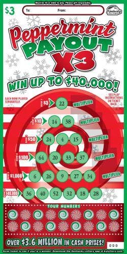 Peppermint Payout X3 scratch-off ticket