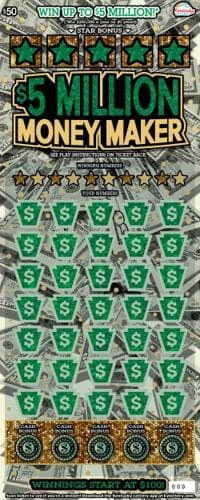 $5 Million Money Maker scratch-off ticket