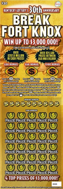 Break Fort Knox scratch-off ticket