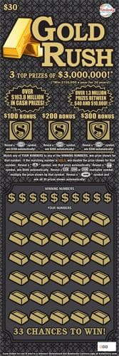 Gold Rush $30 scratch-off ticket