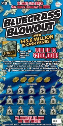 Bluegrass Blowout scratch-off ticket