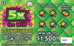 5X The Win scratch-off ticket