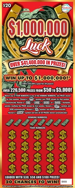 $1,000,000 Luck scratch-off ticket