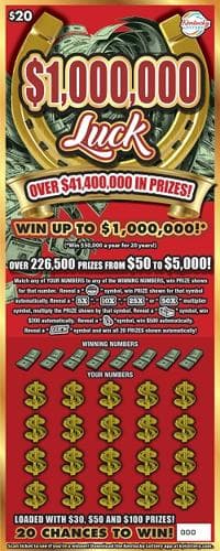 $1,000,000 Luck scratch-off ticket