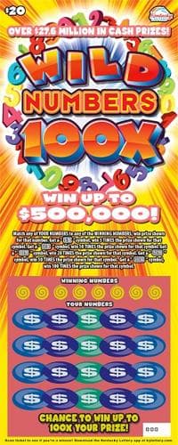 Wild Numbers 100X scratch-off ticket