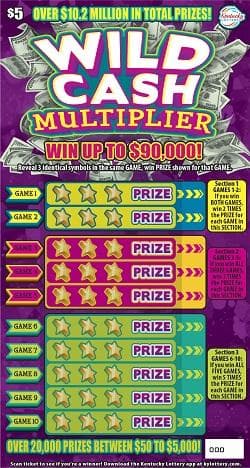 Wild Cash Multiplier scratch-off ticket