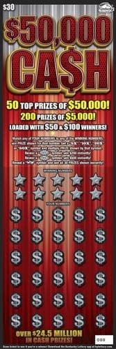 $50,000 CA$H scratch-off ticket